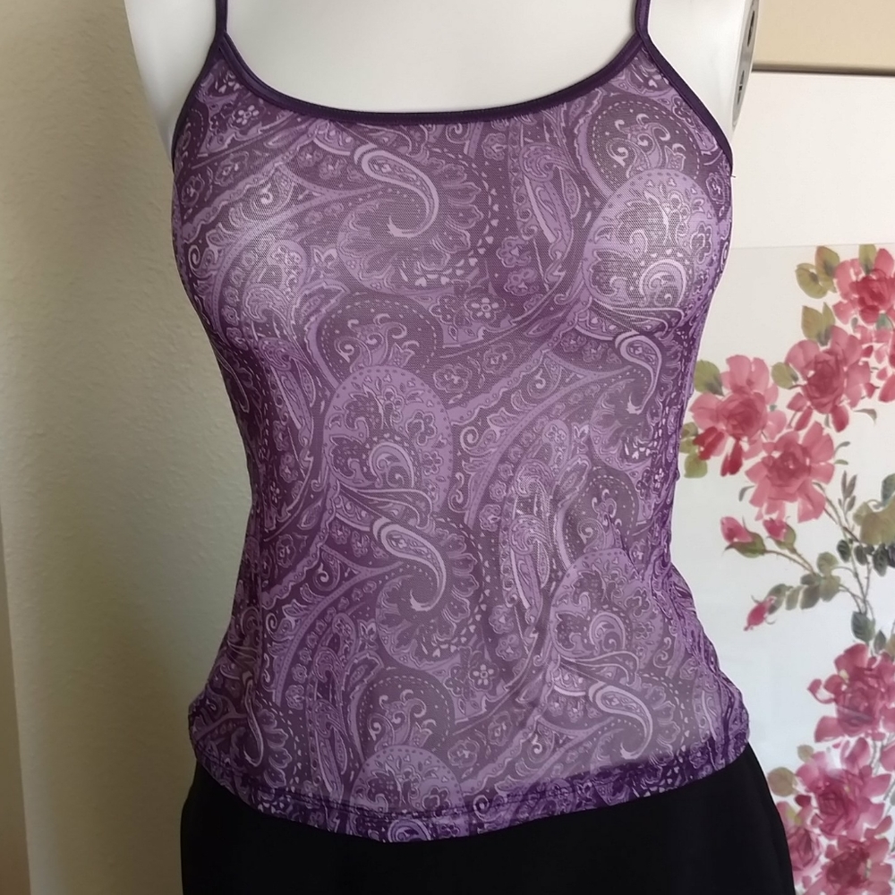 NY&Co Sheer Purple Paisley Tank Size Small